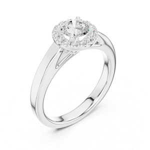 แหวนเพชรทรงกลมทองคำขาว 14K เพชรเพาะเลี้ยงในห้องปฏิบัติการสำหรับผู้หญิง |   เพชรที่เพิ่งเพาะเลี้ยง - Product Image 6