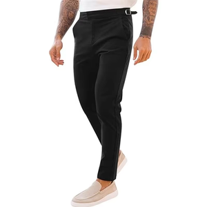 Pantalones Casuales para Hombre con Bolsillos Laterales, Cintura Media, Cierre de Botones, Frente Plano, Estilo Primavera - Product Image 3