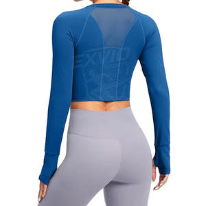 เสื้อผ้าออกกำลังกายผ้าเนื้อนุ่มสบายสำหรับผู้หญิง เสื้อครอปออกกำลังกายรัดรูป ราคาประหยัด เสื้อผู้หญิง - Product Image 6