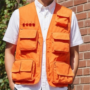 Chaleco de Trabajo Personalizado 2026 para Hombre, Color Naranja, con Múltiples Bolsillos, Transpirable, con Cierre de Cremallera, Diseño Casual con Cuello en V, para Verano - Product Image 2