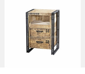 Modern Industrial Mango Wooden <b>Coffee</b> Table with Iron Frame Night <b>Stand</b> Display Drawer for Office Living Room Bedroom Furniture - Product Image 2