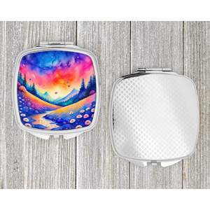 Espejo de maquillaje de viaje compacto Periwinkles colorido portátil plegable de mano para mujeres y niñas regalo decorativo - Product Image 4