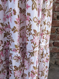 ชุดเดรสกระโปรงยาวพิมพ์ลายด้วยมือแบบอินเดียสำหรับผู้หญิง ชุดเดรสพิมพ์ลายด้วยมือสำหรับผู้หญิง กระโปรงยาวผ้าฝ้ายสีขาว ราคาโรงงาน - Product Image 2