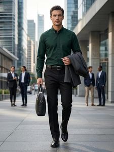เสื้อเชิ้ตอ๊อกซ์ฟอร์ดแขนยาว Apex Cotton สำหรับผู้ชาย ผ้าฝ้าย 100% เสื้อเชิ้ตทำงานลำลองติดกระดุม มีกระเป๋า - Product Image 3