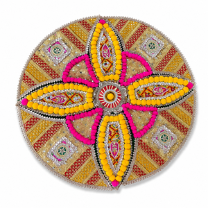 Rangoli festif à pompons pour la décoration de Diwali, tapis décoratif fait main pour le sol, Rangoli traditionnel indien pour les mariages et les Puja - Product Image 1
