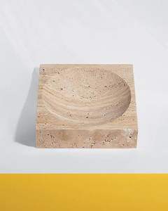 Tazón Redondo Grande de Piedra Travertino Beige, Plato Decorativo para Servir, para Decoración del Hogar y Exhibición, PRECIO de Mayoreo, EN VENTA - Product Image 2