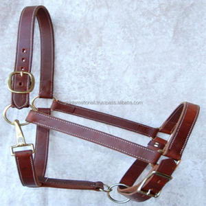 Accessoires de cheval en gros de qualité supérieure licou de cheval en cuir véritable dans toutes les tailles personnalisées et raccords en laiton réglables - Product Image 2