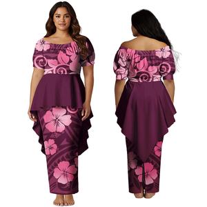 Classic Design Custom Pattern Aloha Beach Dresses Samoan Casual Lady Dress Polynesian Fashion <b>Top</b> and Skirts 2pcs Set Puletasi - Product Image 4
