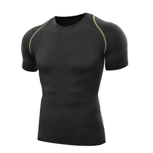 Camiseta de Compresión de Manga Corta Gris para Hombre, Secado Rápido, Spandex, Poliéster, Top Deportivo, Talla Adulto M - Product Image 2