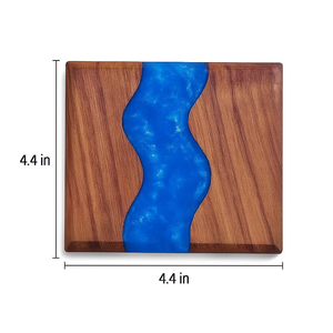Premium Quality Wholesale Insulated Square Acacia Wood Epoxy Resin <b>Coaster</b> for Beverage Cups <b>Beer</b> Coffee Tea Resin <b>Coaster</b> set - Product Image 1