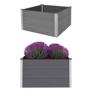Bac à fleurs élégant en composite bois-plastique gris et aluminium surélevé - Product Image 2