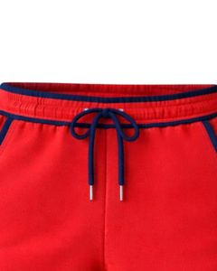 Shorts en molleton de coton personnalisés pour femmes, rouge et bleu marine contrastés, taille élastique, décontractés, pour l'été, sport et détente, fabricant - Product Image 5