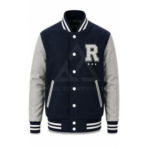 Custom Patchwork <b>Jacket</b> For <b>Men</b> Embroidered Details Snap Button <b>Wool</b> Blend Casual Streetwear Outerwear Wholesale - Product Image 2