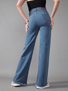 Jeans de Mezclilla Elásticos de Corte Recto y Tiro Alto para Mujer - Product Image 3