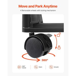 Carrello Portaoggetti a 6 Ripiani di Grande Capacità, Telaio Nero con Organizer Superiore e 4 Ruote Rimovibili, 6 Contenitori Trasparenti - Product Image 3