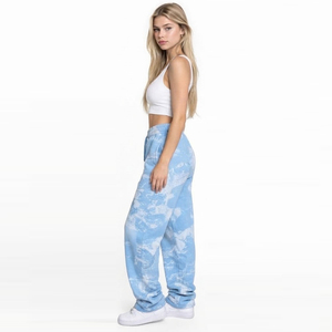 <b>Tie</b>-<b>Dye</b> Printed Women Baggy Sweatpants Heavyweight Winter Wear Drawstring Waist Fleece Pants Oversized Side Pockets Sweat Pant - Product Image 3