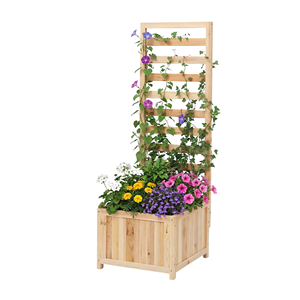 Rectangular Acacia Wood <b>Planter</b> Box With Trellis, Natural <b>Raised</b> Garden Bed For Garden Patio, Outdoor <b>Planter</b> Box From Vietnam - Product Image 3