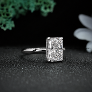 Anillo de Compromiso Solitario de Moissanita Corte Radiante, Plata de Ley 925, Estilo Diamante, Anillo de Promesa, Anillo de Boda para Mujer, Venta al por Mayor - Product Image 3