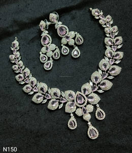 Conjunto de joyería nupcial de diamante americano clásico, collar y pendientes de dos piezas para boda, estilo clásico de moda - Product Image 5