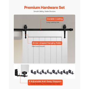 Porta Scorrevole in MDF ad Alta Resistenza 36 X 84 Pollici con Kit di Installazione Facile, Superficie in PVC Impermeabile per Applicazioni in Camera da Letto - Product Image 5