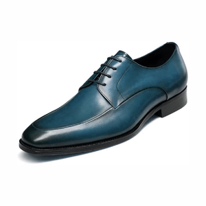 Teal Genuine Leather Oxfords Pointed Toe Lace-Up Soft Autumn Winter Dress Shoes Anti-Slippery Rubber Outsole Office Career Wear - Product Image 4