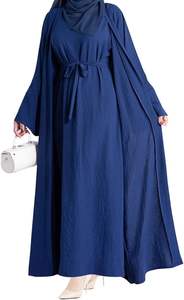 Abaya de Alta Calidad de Dubái para Mujeres Adultas, Regalo para Eid y Ramadán, Abayas Azules para Oraciones, Vestidos Musulmanes Modestos, Estilo Vintage de Oriente Medio - Product Image 4