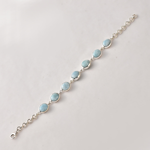 Pulsera de tenis de plata, regalo de compromiso, pulseras de plata de ley 925 maciza con gema de larimar, pulseras de plata fina hechas a mano, India - Product Image 3
