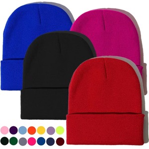 Unisex Solid Color Beanie <b>Hat</b> 100% Acrylic Winter <b>Warm</b> Cap Casual Style for Adults Light Blue Royal Blue Tangerine Turmeric - Product Image 1