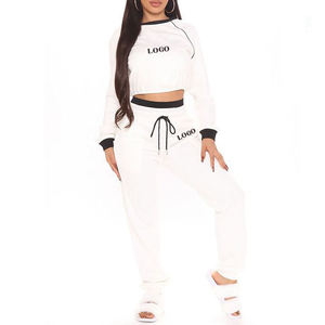 Conjunto de 2 piezas de sudadera con capucha y pantalones de chándal de algodón con cremallera y cuello alto para mujer, informal, de invierno - Product Image 1