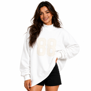 Sudadera de cuello alto para mujer, teñida con color, de algodón rizado, estilo vintage, jersey, proveedor directo de fábrica - Product Image 1