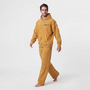 Conjunto Deportivo para Hombre, Sudadera con Capucha y Pantalones Jogger, Estilo Desgastado, Felpa de Algodón, Cierre Completo, Hombros Caídos, Corte Holgado, Logotipo Personalizado - Product Image 3