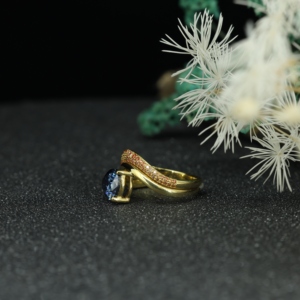 Blue Sapphire Moissanite <b>Wrap</b> Ring 925 Sterling Silver Gold Plated Designer Pave Ring Women Luxury Jewelry Wholesale - Product Image 3