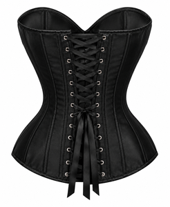 Custom Made <b>Women</b> Overbust Satin <b>Corset</b> Top Sweetheart Neck Steel Boning Hook Front Lace Up Back Body Shaper Waist Trainer - Product Image 2