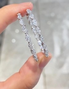 10 CT Marquise Lab Grown Diamond <b>Hoop</b> <b>Earrings</b> | <b>14K</b> <b>Gold</b> Women's Classic IGI Certified - Product Image 2