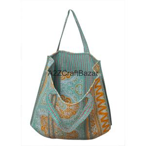 Sac fourre-tout matelassé à rayures en coton 100 % écologique, grand format, doux et rembourré, réutilisable, pour usage quotidien, voyage, shopping, cadeaux - Product Image 6