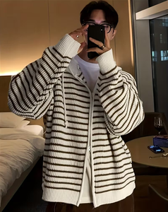 Men's Custom Solid Knitted Turtleneck Full Sleeve Zipper Closure Winter Wear Polyester/Cotton Front - Product Image 5