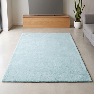 Tapis d'intérieur en laine bleu clair, shaggy, tufté à la main, antidérapant, à poils moyens, doux et moelleux, pour chambre à coucher, salon, maison moderne - Product Image 1