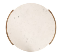 Table basse ronde moderne avec plateau aspect marbre et base en bois massif, table d'appoint pour salon