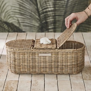 Elegant <b>Large</b> Rectangular Rattan Tissue Box Storage Basket With Lid Handmade Home Organizer - Product Image 5
