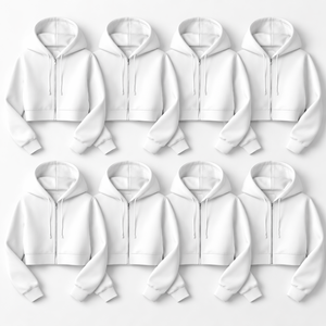 Bulk Custom Cropped Hoodie with <b>Zip</b> - Premium Quality Women's Sweatshirt for Wholesale Supply - Product Image 5