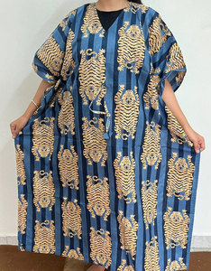 Elegante Vestido Kaftán Estampado de Algodón para Mujer con Material Suave y Ligero, Silueta Fluida y Comodidad para Todo el Día - Product Image 4
