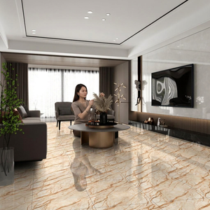 Carreaux de sol en porcelaine effet marbre clair Alaska pour centre commercial, 60x60cm, design céramique poli - Product Image 4