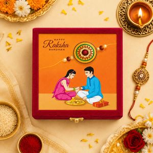 Decorative Rakhi <b>Hamper</b> <b>Box</b> for Raksha Bandhan, Premium Festive Gift Packaging <b>Box</b> for Sweets and Dry Fruits - Product Image 3