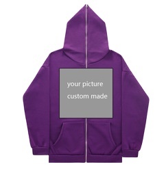 Nice Youpin 100% coton haute qualité surdimensionné blanc sweat à capuche zippé Vintage doux pull personnalisé intégral Ziphoodie - Product Image 2