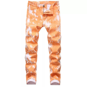 Men Denim Jeans Straight Pants Blue Stretch Stonewashed High Street Casual Trousers Stylish Trendy Comfortable Everyday Wear - Product Image 1