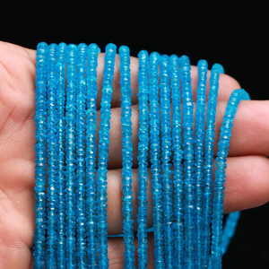 Perles Rondelle à facettes en apatite néon naturelle de qualité supérieure perles d'apatite néon 3mm pour la fabrication de bijoux - Product Image 1