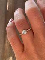 Bague de promesse solitaire en or massif 14 carats avec diamant de laboratoire taille brillant, sertie demi-pavé à griffes, 0,60 ct, certifiée IGI, plaquée rhodium
