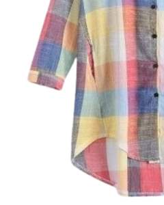 Vestido Camisero Largo a Cuadros Multicolor Personalizado para Mujer, Estilo Túnica Casual con Botones, Corte Holgado y Oversize, Ideal para Otoño y Primavera - Product Image 5