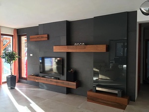 Revêtement mural en pierre naturelle flexible K Black, feuille mince en ardoise pour la décoration intérieure et extérieure - Product Image 2
