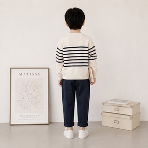 Pantalon long à jambes larges pour enfants garçons, en coton et élasthanne, tissé, respirant, anti-boulochage, confortable, décontracté, pour un usage quotidien - Product Image 4